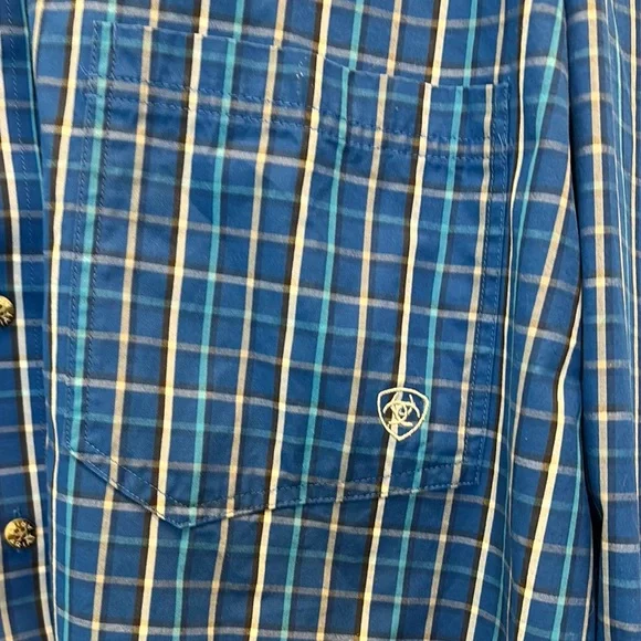 Ariat Blue Casual Button Down Shirt Relaxed Fit - Picture 2 of 5